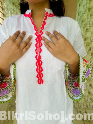 Indian slub cotton with heavy embroidery 2 pis